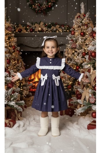 Rochita bumbac uniforma fetite  Navy