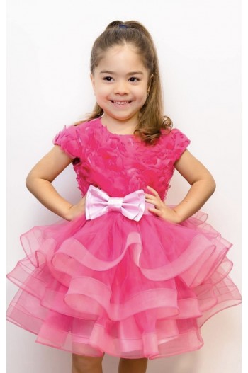 Rochita roz ciclam dantela flori 3D fetite Barbie Girl Rochita roz ciclam dantela flori 3D fetite Barbie Girl