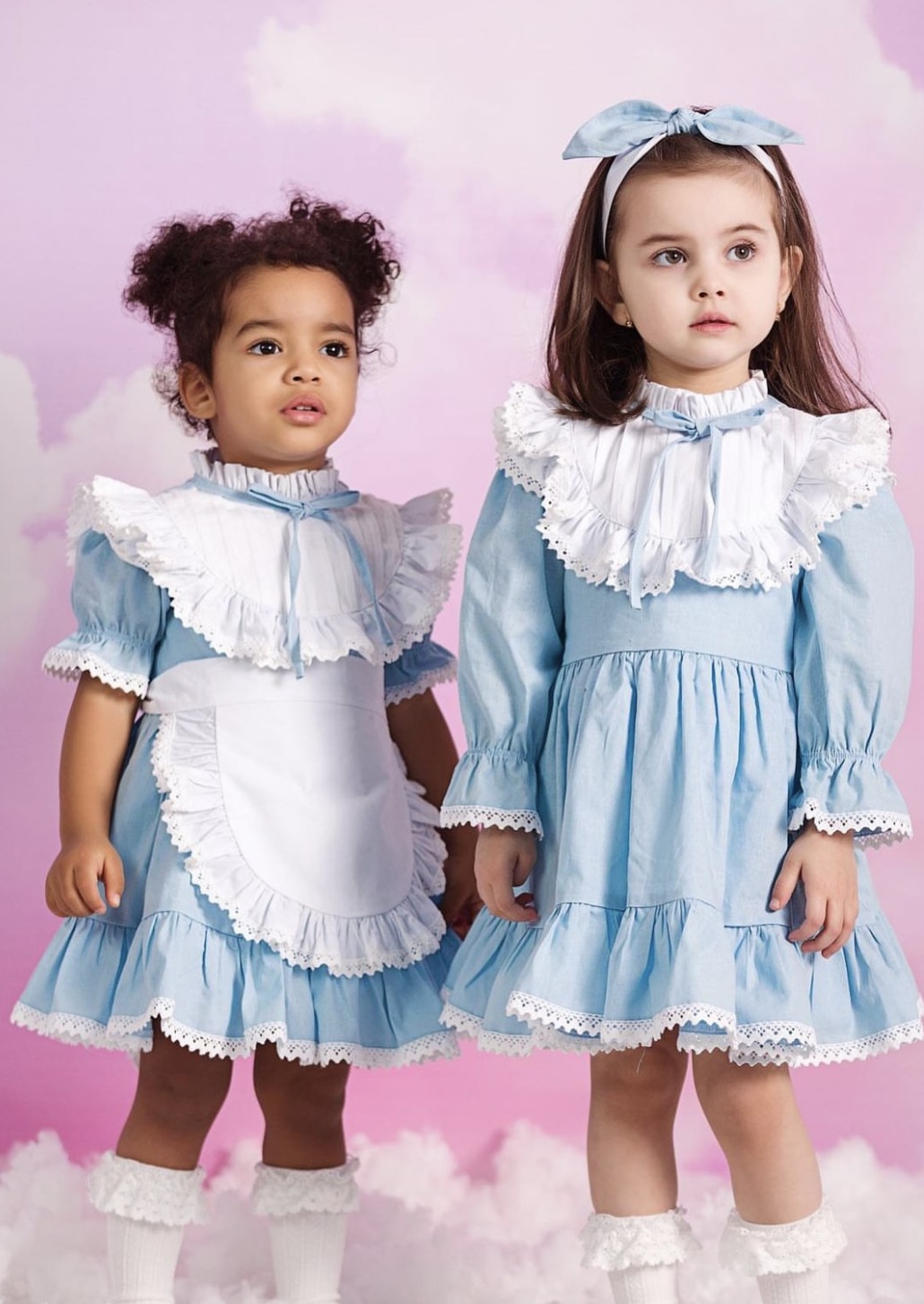 Rochita bumbac bleu Aurora cu sortulet pentru fetite